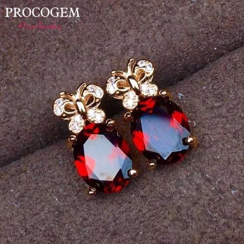 Natural Butterfly style Garnet Stud Earrings 7x9mm 4.20Ct 5A Genuine Gemstones 925 Sterling silver fine Jewelry for Women #384