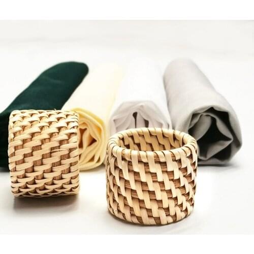 10pcs Rattan Napkin Ring Handmade Rattan Napkin Button Western Restaurant Dining Ring Home Daily Use
