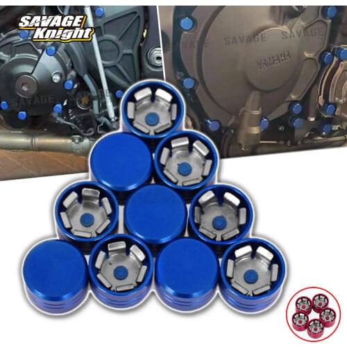 For YAMAHA MT09 MT-09 FJ09 FZ09 MT10 FZ10 Motorcycle Accessories Cover Tracer MT-07 FZ07 10pcs Engine Crankcase Frame Bolt Caps