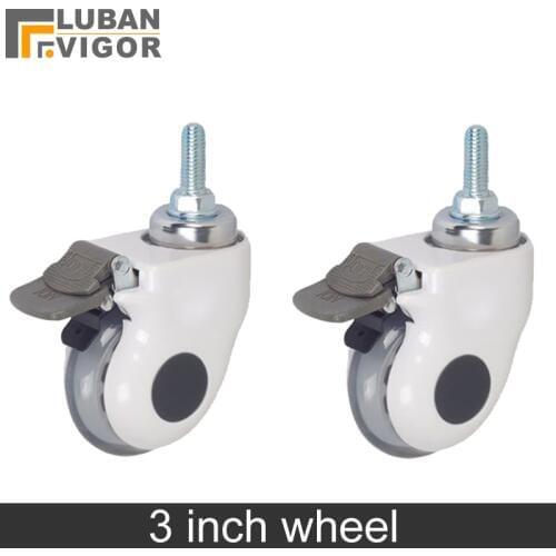 3 inch,Medical casters/wheels With brake,Transparent mute medical equipment Cover wheel,M12x30 screw,For Hospital equipment