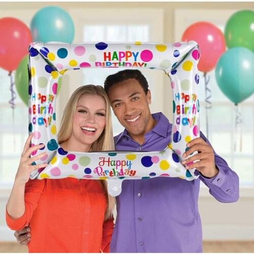 3pcs Birthday Photo Props Foil Balloon Happy Birthday Photo Frame Globos Birthday Party Decor Kid Inflatable Toys Photo Booth