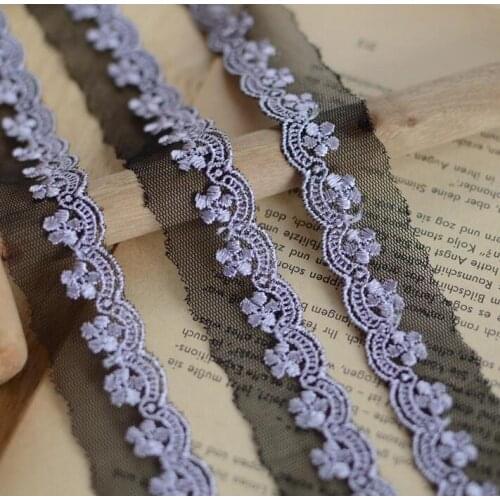 5 Meters DIY Purple Lace Ribbon Embroidered Net Lace Trim Fabric For Sewing Decoration 2.2cm Width