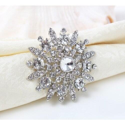 6pcs/lot Rhinestone Napkin Ring Serviette Holder Napkin buckle for Wedding Party Decoration