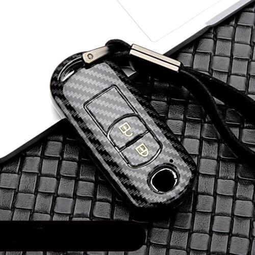 ABS Glossy Car Key Case Cover For Mazda 2 3 6 Axela Atenza CX-5 CX5 CX-7 CX-9 2014~17 Carbon Black Auto Remote Smart Key Shell