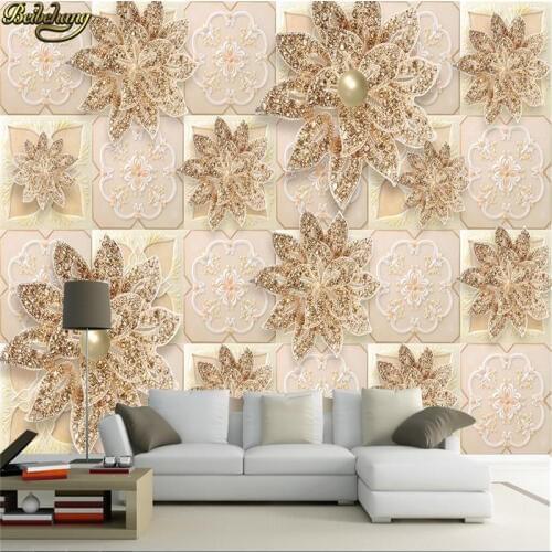 Beibehang Custom Photo Wallpaper Mural Wall Sticker European Stereo 3D Gold Jewelry Brick Wall Background papel de parede