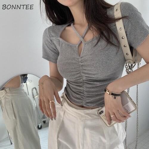 T-Shirts Women Kawaii Female Tops Sexy Mujer Fashion Vintage Hollow Out Streetwear Soft Retro Elegant Harajuku Summer Hot Chic