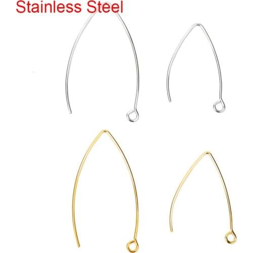 20pcs/lot Stainless Steel Anti Allergy V Shape Earring Hooks Hypoallergenic Earrings Clasp Wire For Diy Jewelry Making Findings