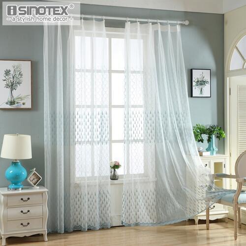 ISINOTEX Modern Wave Design Window Treatments Polyester Embroidery Curtain Sheer Panel Voile Drape for Living Room 1 PCS