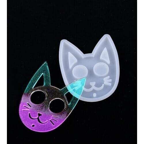 Cat Shape Keychain Pendant Silicone Mould Crystal Epoxy Resin Mold DIY Craft