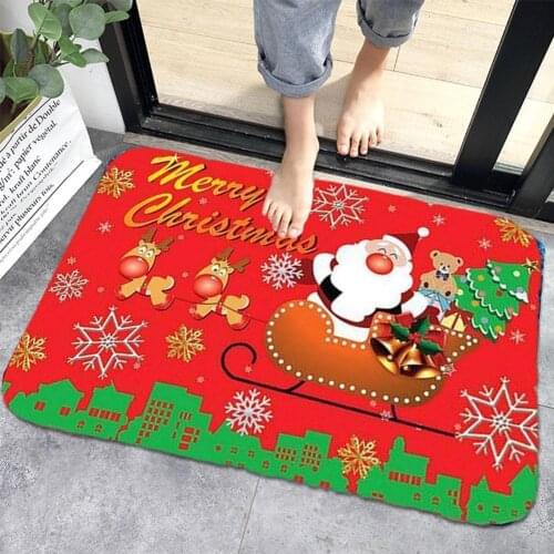 Santa Claus Mat Bathroom Anti-slip Mats 2022 Merry Christmas Home Outdoor Door Carpet Decor Ornaments New Year Xmas Gift 40*60cm