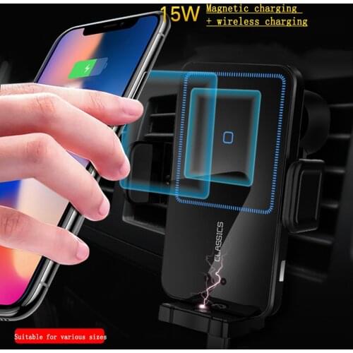 15W Magnetic Wireless Charger Car Mount for iPhone 12 Air QI Pro Xs Max X Xr 8 Vent Car Phone Holder Automatic Scan Clamping