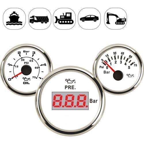 2in 52mm Auto Car Oil Pressure Gauge Motorcycle Fuel Pressure Gauge Oil Pressure Gauge