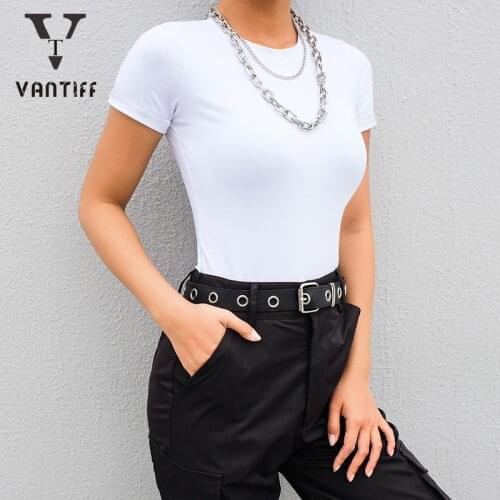 Fashion Bodycon T-shirt Women 2020 Summer New Solid-color Round Collar T-shirt Tight Short-sleeved Top Woman Y2k Top for Female