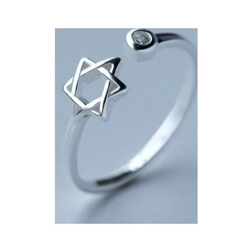 Trendy Simple Star David Rings For Women Lover Engagement Wedding Open Geometric Finger Rings Punk Jewelry