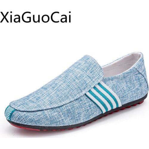 2018 Mens Loafers Shoes Spring and Autumn Male Fashion Flat Sneakers Casual Shoes Breathless Driving Shoes Linen