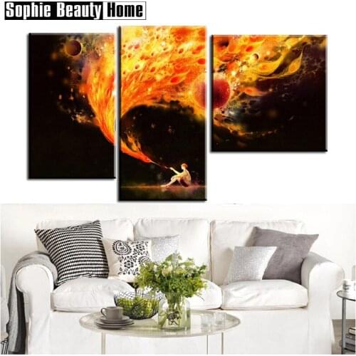 Three-piece 5D Full Diamond Mosaic Cross Stitch Amazing Phoenix with Boy Diamond Embroidery Warm Home Decoratio Gift 052504