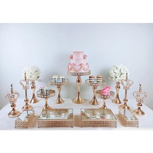 9pcs-19pcs Gold Cake Stand Set Cupcake Tray Cake Tools Home Decoration Dessert Table Decorating Party Wedding Display