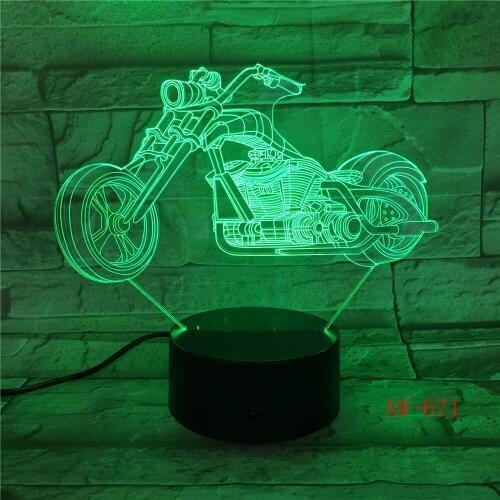 Motor Bike Night Light 7 Colors Changing 3D LED Lamp Big Wheel Racing Motorcycle Portable Lights Kids Birthday Light AW-671
