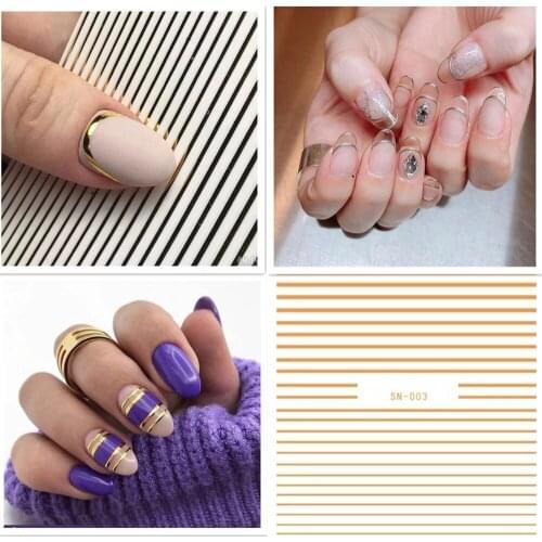Newest Hanyi SN- 003 straight line design 3D nail art sticker decal stamping back gule DIY nail decoration accessory