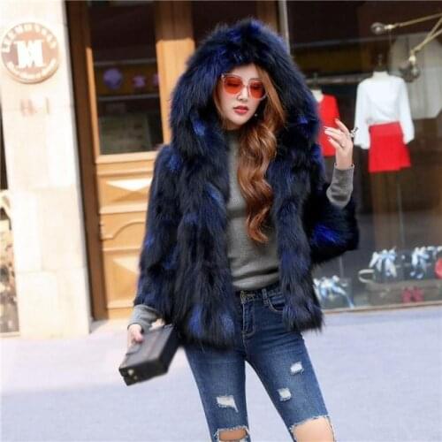 New genuine real natural fox fur coat with hood womens fashion warm winter waistcoats jacket custom big size