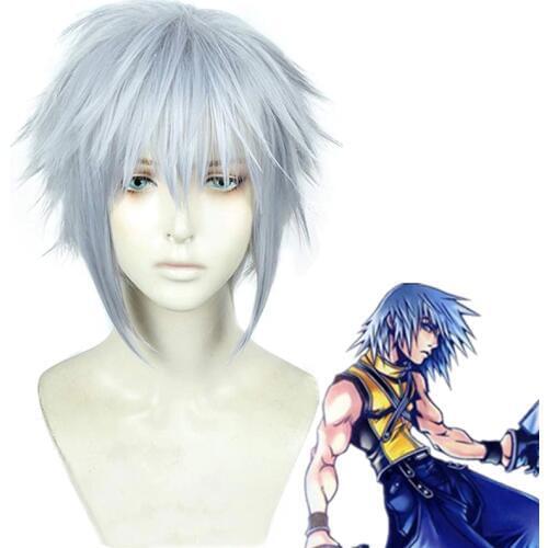 Riku Cosplay Wig Game KINGDOM HEARTS 3 Gray Mixed Heat Resistant Synthetic Hair Cosplay Costume Wigs + Wig Cap