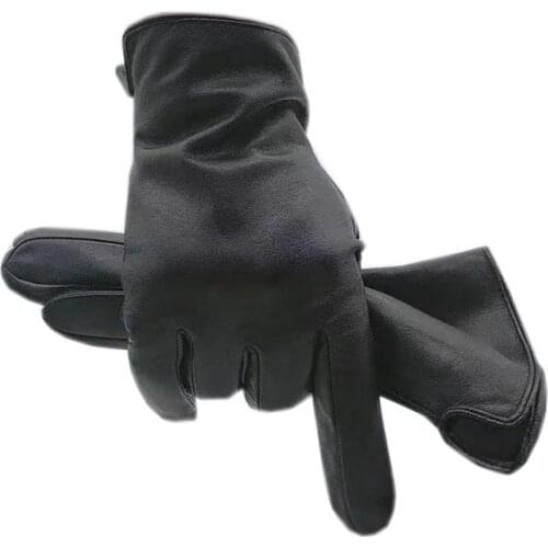 Winter Mens Wrist Sheepskin Fashion Gloves Black Autumn New Warm Driving Outdoor Leather Sheepskin Ladies Gloves Wool Lining 20
