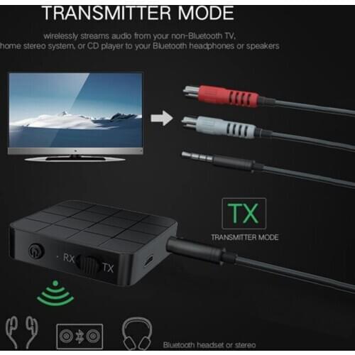 Bluetooth 5.0 Transmitter Supports RX TX Function Built-In 200mah Battery USB Charging Interface 12v New