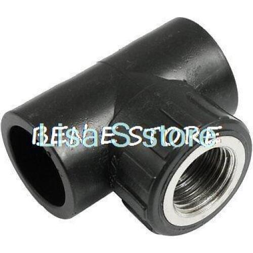 25mm Slip PT 1/2" Male Thread HDPE Pipe Tee Coupler Adapter Black