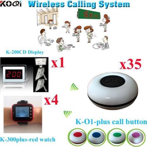 Paging System Wireless Paging Kitchen Equipment Wireless Table Waiter Service ( 1 display with 4 watch and 35 buzzer)