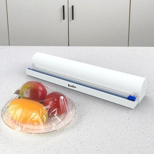 Food Cling Wrap Dispenser Roll Case Plastic Storage Wrap Dispenser Cutter Preservative Film Box Kitchen Accessories Low Price