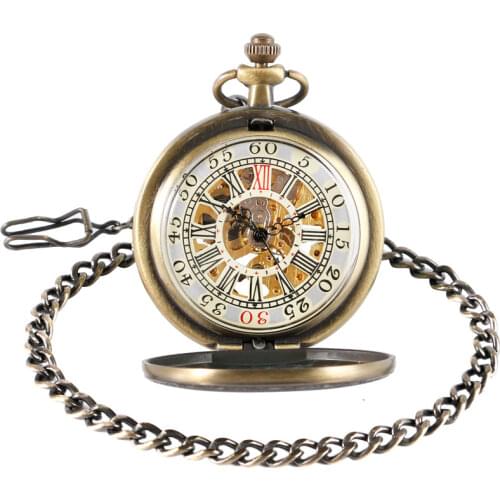 Retro Vintage Mechanical Pocket Watch Stars Treasure box Pattern Hand Winding Exquisite Bronze Steampunk Clock Christmas Gifts