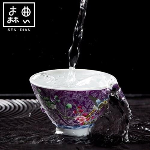SENDIAN 6 Pieces Hand-carved Ceramic Cup Personal Kung Fu Tea Cup 2021 New Hot Office Home Kitchen Tea Set Accessories
