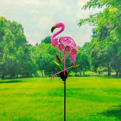 Led Solar Garden Light Metal Hollow Flamingo Lawn Stake Lamp Yard Solar Led Lights Outdoor For Garden Decoration