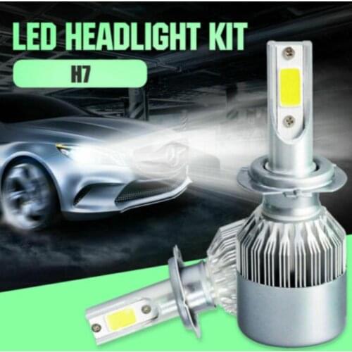 LED Super Bright Auto Headlight Bulbs COB H7 C6 72W 8000LM LED Car Headlight Kit Turbo Lights Bulbs 6000K Black Car Accessories