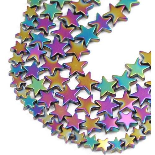 UPGFNK Natural Stone Multicolored Pentagram Hematite Beads Stars Spacers Loose Beads For Jewelry Making DIY Bracelet 4/6/8/10mm