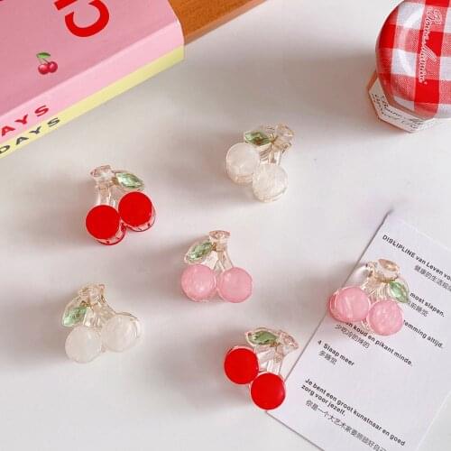 CN Sweet Girl Simple Cute Fruit Cherry Small Catch Clip Headdress Japanese Korean Fashion Female Hair Claws Hair Accessories