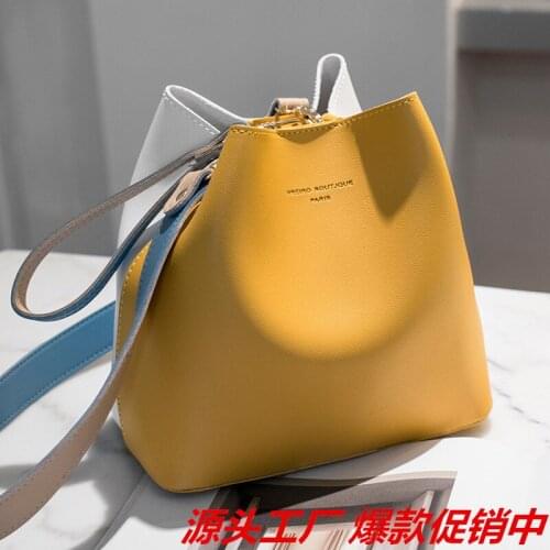 Bag female 2021 new trendy one-shoulder bucket bag female fashion casual Korean style contrast small bag diagonal bag handbag