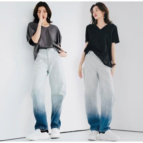 Jeans women 2021 new wide leg pants sickle loose high waist casual pants thin and handsome jeans