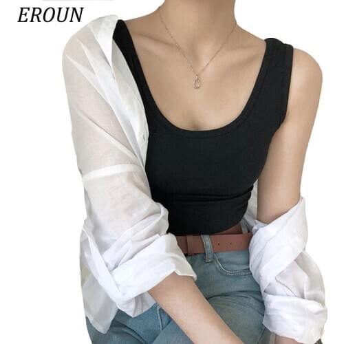 Women Summer Crop Tops 2020 Tank Top Casual Sleeveless Beach Tops Stretch Short Sexy Crop Tops Debardeur Solid Color Tight Femme