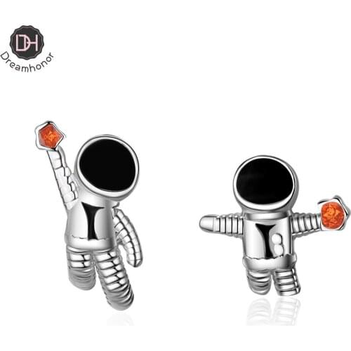 Dreamhonor 925 Sterling Silver Cosmic Planet Astronaut Stud Earrings Women Exquisite Girlfriend Jewelry Accessories
