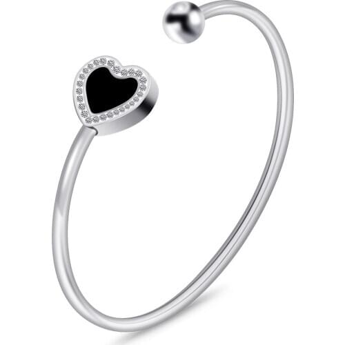 10pcs/Lot Stainless Steel Heart Bangle Cuff Bracelet for Women Fashion Jewelry Pulseiras Gift Wholesale