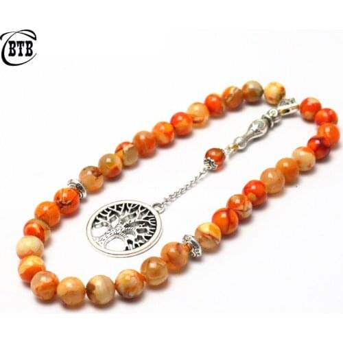 100% Original Natural Yellow Agates Stone Tesbih Islamic Prayer Beads Tasbih Muslim Prayer Beads Rosary Misbaha Tasbeeh Sibha