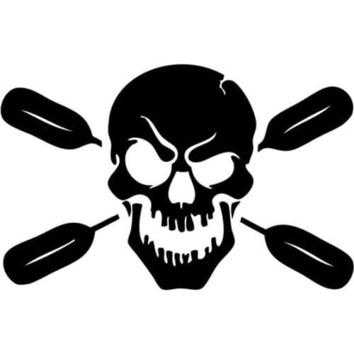 12.5*8CM Canoe Paddle Personality Skull Car Decals Fashion Reflective Vinyl Stickers Black/Silver C7-0387