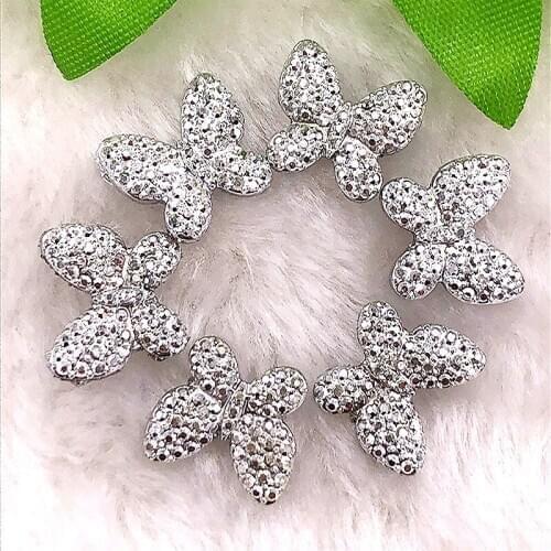20PCS Resin 16mm Silver Butterfly Flower Flatback Rhinestone Scrapbook Crafts