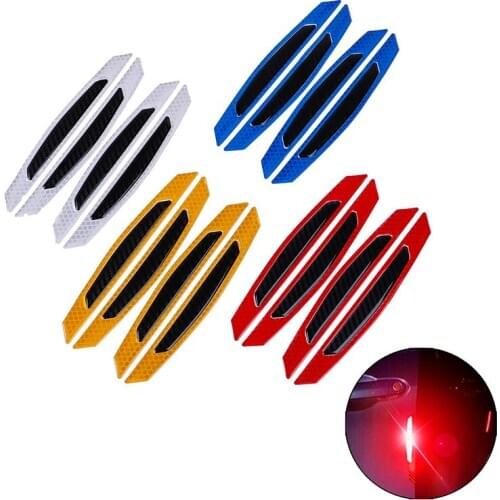 4Pcs Portable Convenient Useful Car SUV Body Door Reflective Safety Durable Warning Anti-Collision Sticker Protector