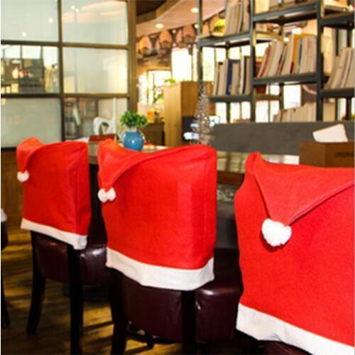 5PCS Christmas decorations, Christmas chair, Christmas hat, holiday supplies, large chair quilt cover