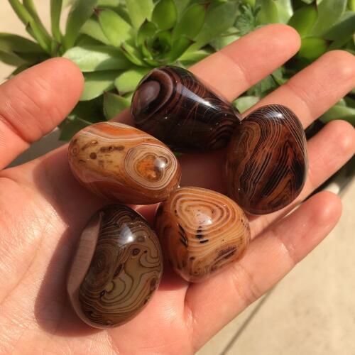 5pcs amazing cute size natural sardonyx gemstones tumbled stones agate hand pieces healing crystals as pocket stone 20-30mm
