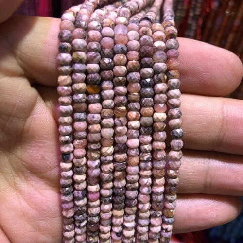 5strings Lot,Natural Rhodochrosite Beads,Faceted Semi Gem Roundel Beads,Tiny Spacer Gem jewelry Beads,approx 3x4mm,15.5"/str