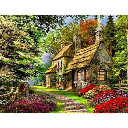 5D Diamond Embroidery Landscape Handmade Diamond Painting Village Needlework Mosaic Cross Stitch Home Decor