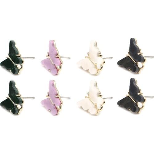 6PCs New Piercing stud Earrings For Women Jewelry Zinc Based Alloy Ear Post Stud Earrings Findings Butterfly Animal Mixed Color